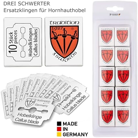 3 Swords Germany - 100 (10x10) Pieces Replacement Refill Blades for Callus Remover - Made in Solingen Germany
