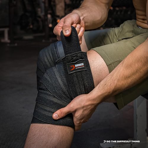 DMoose Knee Wraps for Weightlifting - 78" Length Heavy Duty Knee Straps Pair - Avoid Knee Injury - Provides Joint Stability I Cross Training & WODs I Compression & Elastic Support
