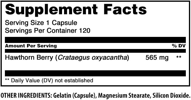 Amazing Formulas Hawthorn Berries Supplement | 565 Mg Per Serving | 120 Capsules | Non-GMO | Gluten Free | Made in USA