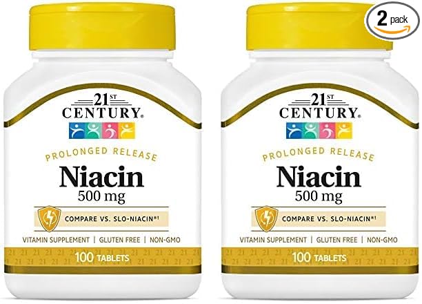 21st Century Niacin 500 mg Prolonged Release Tablets, 100 Count (27474) (Pack of 2)