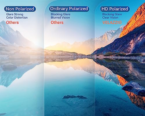 VELAZZIO Polarized Sunglasses for Men Women Fashion Sunglasses UV400 Protection Lightweight (Red Frame Grey Lens)