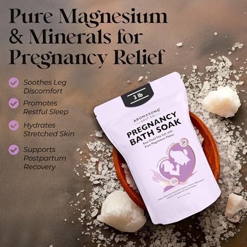 Aromasong Pregnancy Bath Soak 3 LB - 100% Pure Magnesium Flakes with 21 Essential Dead Sea Minerals and Natural Lavender - Better Absorbing Than Epsom Salt