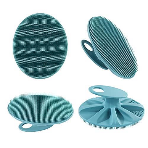 Food-Grade Soft Silicone Body Cleansing Brush Shower Scrubber, Gentle Exfoliating and Massage for All Kinds of Skin (Pack of 4)