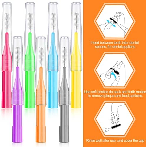 Zopeal 250 Pieces Braces Flossers Interdental Brush for Cleaner Tooth Toothpick Dental Teeth Flossing Picks Head Oral Dental Hygiene Cleaning Tool Soft Cleaners(Cute Color)
