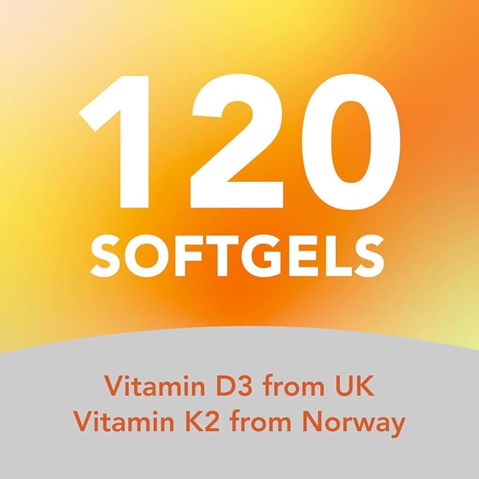 AMANDEAN Vegan Vitamin D3 K2. 5000 iu from Algae. All-Trans MK-7. 120 Softgels. Plant-Based & Carrageenan Free. Organic Coconut Oil Blend. for Mood, Bones, Heart, Immune Health (Packaging May Vary)