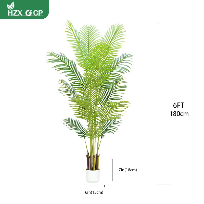 Artificial Palm Tree Indoor 6ft with Realistic Leaves and Adjustable Branches and 15 Trunks, Faux Plants Indoor Tall - Ideal for Home Decor in Living Rooms, Offices, and Bedrooms (6FT Palm Tree)
