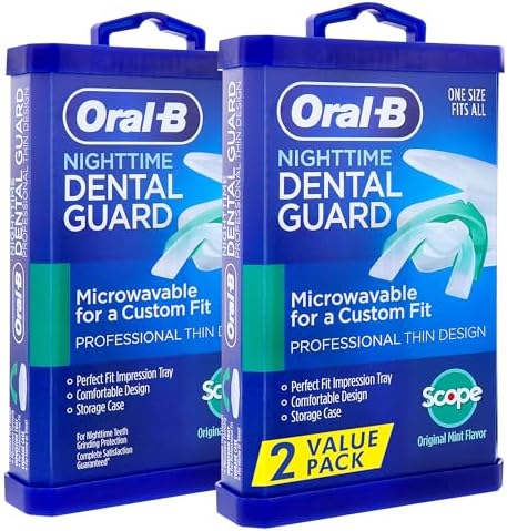Oral-B Nighttime Dental Guard – Less Than 3-Minutes for Custom Teeth Grinding Protection with Scope Mint Flavor – Made in an FDA Audited USA Facility (2 Pack)