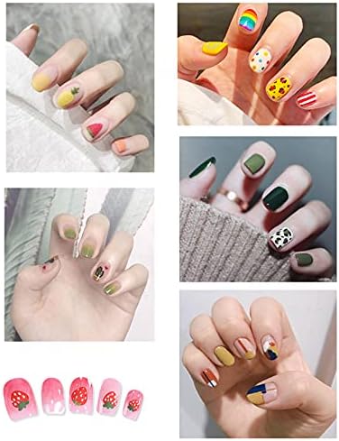 18 Sheets Nail Stickers for Women and Little Girls Nail Art Decoration - Self-Adhesive DIY Nail Decals Set Including Hearts Fruits Flowers Leaves Animals Rainbow Nail Art Stickers for Woman Kids