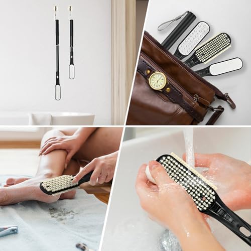 Toe Gap Cleaning Brush, 18.82"-25.98" Telescopic Toe Cleaning Brush Long Handle, Toe Scrubber for Deep Cleaning and Exfoliating for Women and Men, Elderly