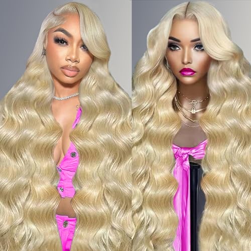 30 Inch 613 13x6 Lace Front Wig Human Hair 200 Density Blonde Wig Human Hair Body Wave Lace Front Wigs Human Hair Pre Plucked 613 HD Lace Frontal Wig 13x6 Wigs For Women