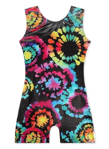 EQSJIU Dance Leotards For Toddler Girls Black Swirl Rainbow Girls Gymnastics Unitard 5-6 Years