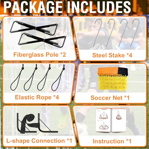 Dimples Excel Soccer Goals Kids Soccer Net for Backyard (3x2.2 FT 1 Pack, Orange Black)