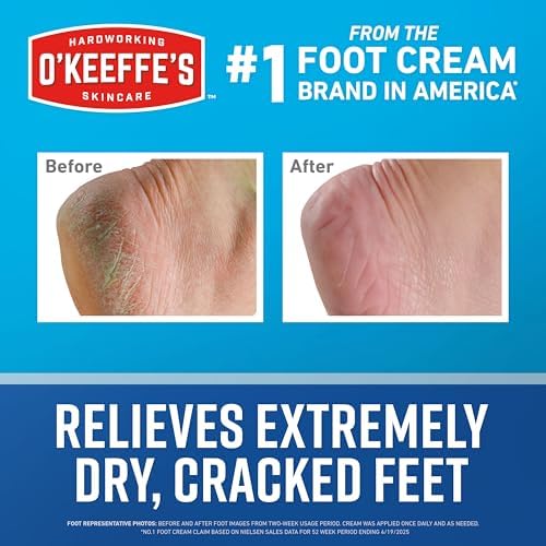 O'Keeffe's for Healthy Feet Foot Cream; 3.0 Ounce Tube and O'Keeffe's for Healthy Feet Night Treatment Foot Cream; 3.0 Ounce Tube; Relieves Extremely Dry; Cracked Feet