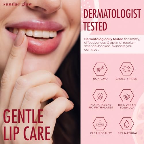 Sundae Glow Berries & Fig Lip Mask - Dermatologist Tested, Anti-Aging, Korean Skin Care, Deep Hydration, Overnight Lip Repair - Non- GMO, Vegan, Clean Beauty, 95% Natural, Cruelty-Free - 1 Pack