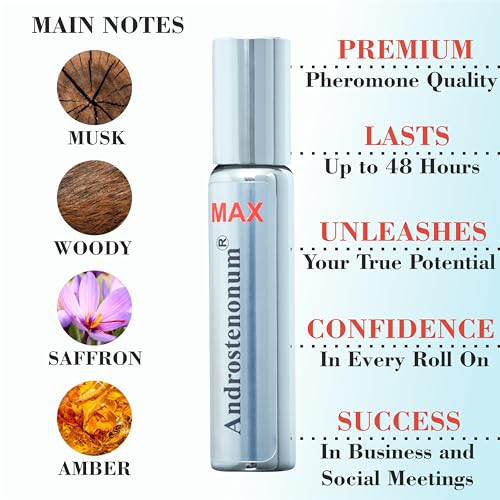 ANDROSTENONUM MAX Pherolec Global Male Pheromone Perfume Oil for Him Real Long-Lasting Original Best Men's Pheromones Cologne Essential Strong Spray Fragrance Essence Extra Strength Man 0.27 fl. oz