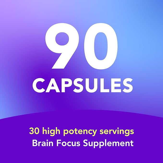 AMANDEAN Brain Health Supplement. Magnesium L-Threonate (Magtein), Lion's Mane Mushroom Extract, Alpha GPC Choline Complex. Nootropic Cognitive Support for Memory, Focus, Clarity. 90 Veggie Capsules.