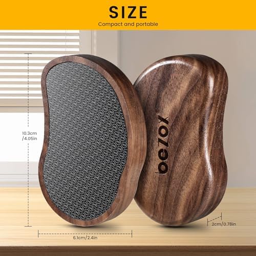 BEZOX Glass Foot Scrubber(1 PCS) - Nano-Glass Pedi Egg Pumice Stone for Feet Dead Skin, Plastic-Free Pedicure Foot File Callus Remover for Silky Smooth Feet - Walnut Wood Handled