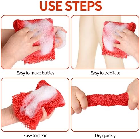 2 Pieces African net Sponge for exfoliating,African exfoliating net, African wash net, African Ghana Sapos scrubbing washcloth rag for Smoother Skin and Daily use;Yellow-Blue