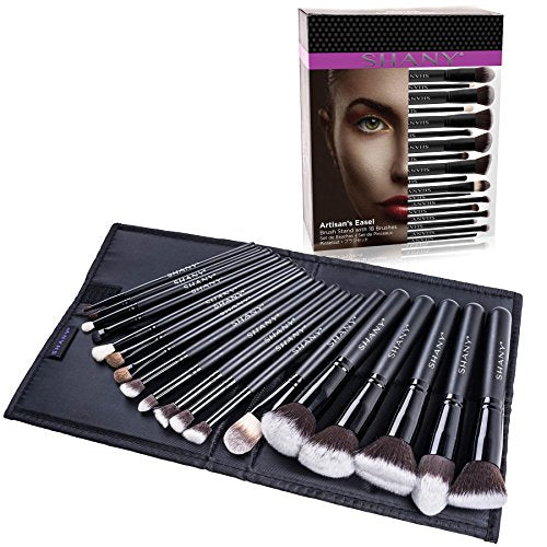 SHANY Makeup Brushes Artisan Easel Elite Cosmetics Make up Brush Set, Complete Kabuki Makeup Brush Set with Standing Convertible Makeup Brush Holder Storage - 18 pcs