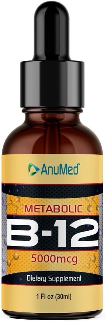 ANUMED - Vitamin B12 5000 mcg Liquid with B-Complex (Methylcobalamin) Sublingual Drops (2oz)