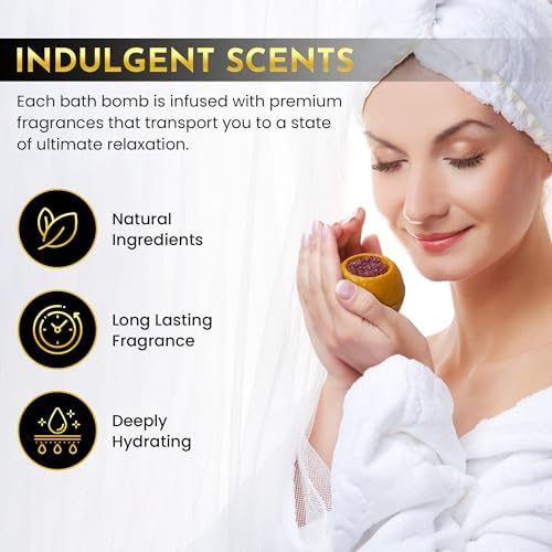 Bath Bombs, 6PC Luxury Gift Set, Girls Gifts, Mothers day Surprise, Valentines Day, Relaxing Kit, Bath Bombs for Women, Organic, Non Toxic, for Sensitive Skin, Natural, Lavender, Essential Oils & Salt