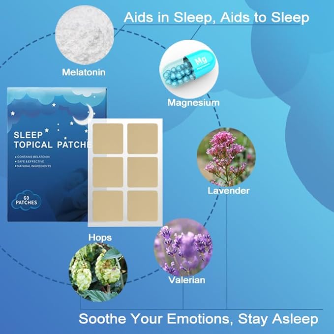 60 Patches Sleep Patches for Adults - Pure Plant Extract Sleeping Patch - Sleep Aids Without Side Effects - Enjoy Deep Sleep, Eliminate Groggy Mornings