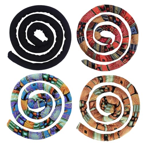 4 Pieces Spiral Lock Hair Tie for Dreadlocks - Iron Wire Embedded, Bendable Ponytail Holders - Long Dreadlock Accessory for Women & Men with Thick Curly Hair