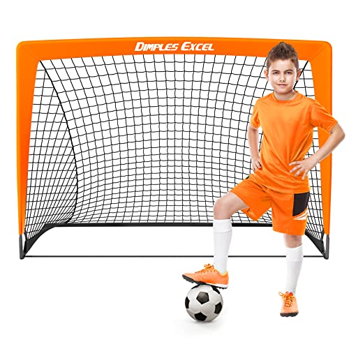 Dimples Excel Soccer Goals Kids Soccer Net for Backyard (3x2.2 FT 1 Pack, Orange Black)