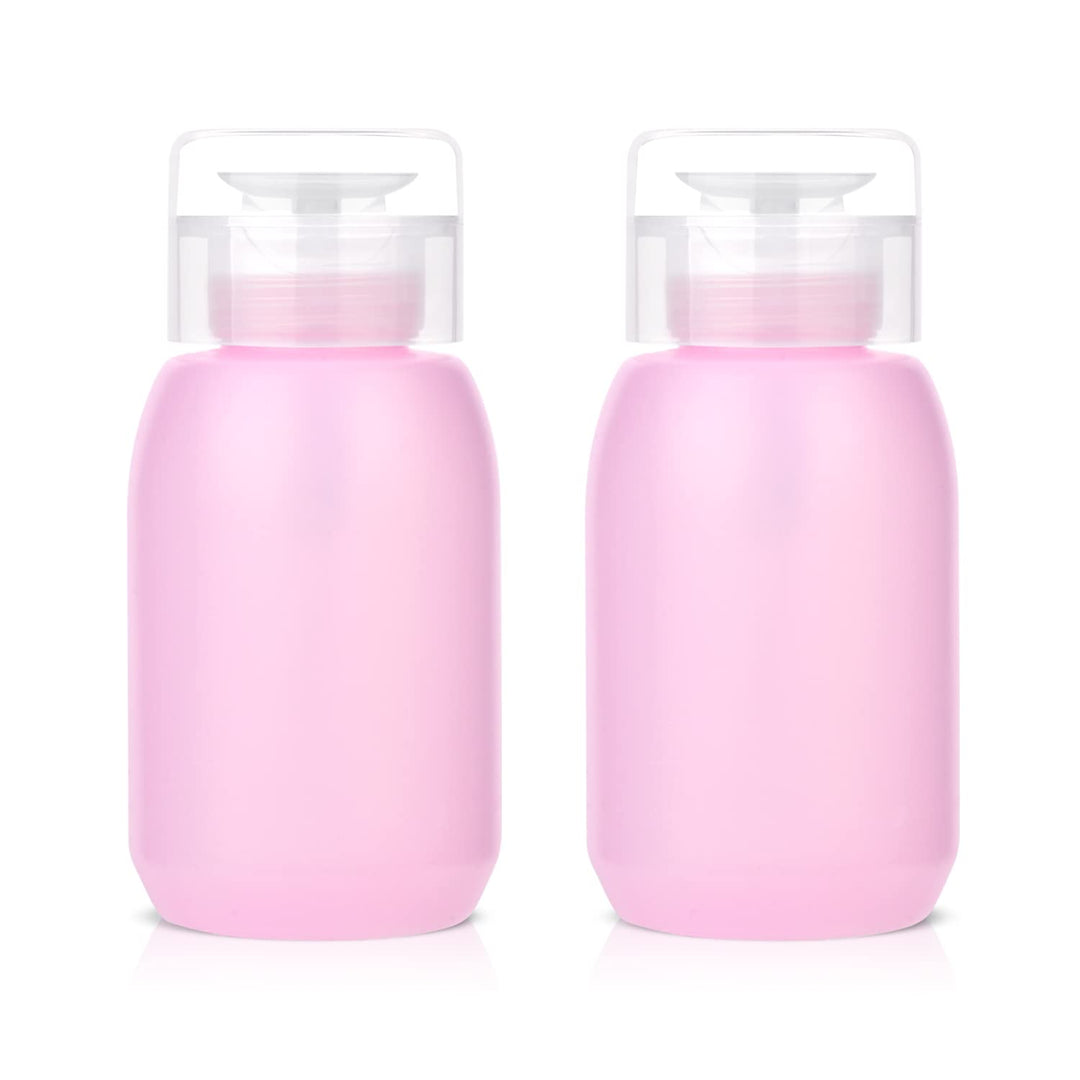 MEKK Acetone Pump Dispenser,Push Down Pump Dispenser Empty Alcohol Dispenser Push Down Nail Polish Remover Pump One-Touch Pump Bottle Dispenser for Nail Polish & Makeup Remover 2 Pack 200ML(6.8oz)