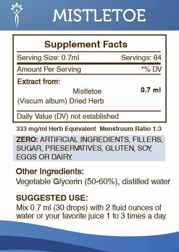 Secrets of the Tribe Mistletoe Tincture Alcohol-Free Extract, High-Potency Herbal Drops, Tincture Made from Mistletoe (Viscum Album) Dried Herb 2 oz
