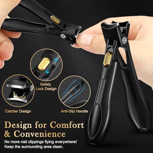 Toenail Clippers for Thick & Ingrown Nails, Professional Nail Clipper Set with Pedicure Tool, Super Sharp Fingernail Cutter with Catcher, Podiatrist Toe Nail Clippers Kit for Seniors, Men & Women