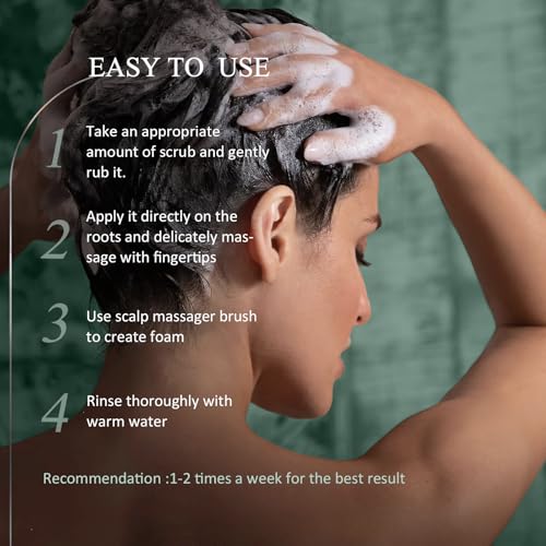 SHVYOG Scalp & Body Scrub, Rosemary Exfoliator Scrub Shampoo with Peppermint & Sea Salt, Anti-Dandruff Detox Clarifying Exfoliator for Build Up, Itchy Scalp, Oily & Dry Hair with Scalp Massager