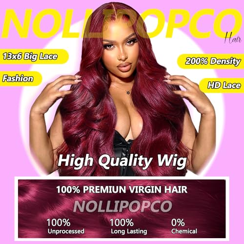 30inch 99j burgundy lace front wigs human hair 13x6 HD Body Wave Lace Front Wigs Human Hair 200 Density Pre Plucked Glueless Frontal Wigs Human Hair for Black Women