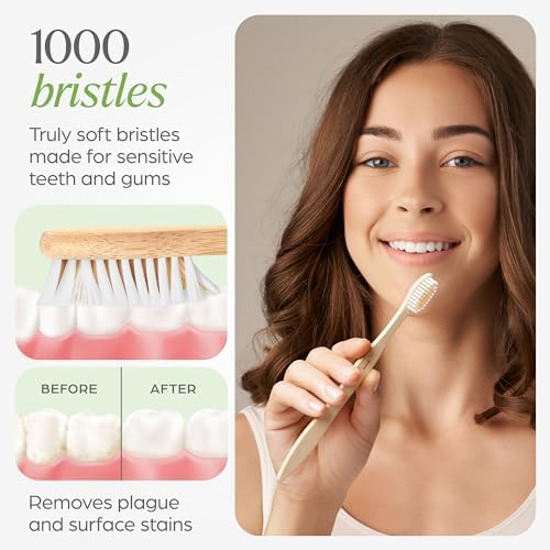 Bamboo Toothbrushes Bulk Soft Bristles (50 Pack) - Eco-Friendly, Natural Wooden Toothbrush