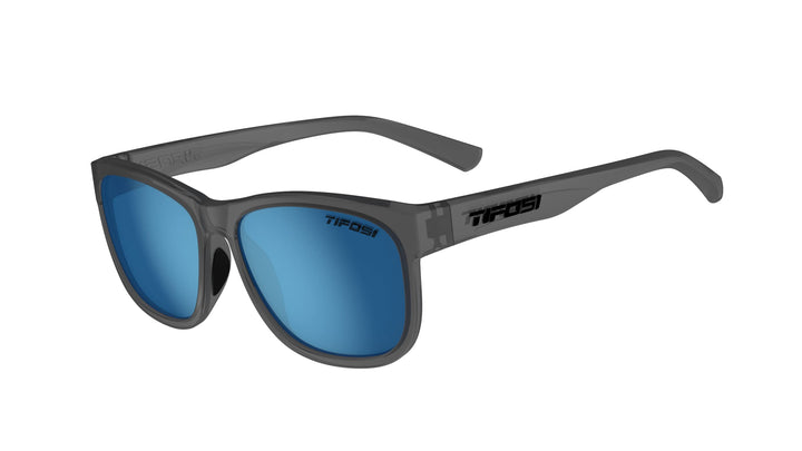 Tifosi Optics Swank XL Sunglasses (Satin Vapor, Smoke Lens with Sky Blue Mirror - Polarized)