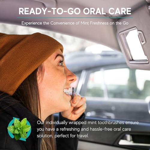 40 Prepasted Disposable Toothbrushes Individually Wrapped - Single Use Pre Pasted Disposable Toothbrushes with Toothpaste Built In - Waterless Toothbrush for Travel, Airbnb Guests, Hotel, & Camping