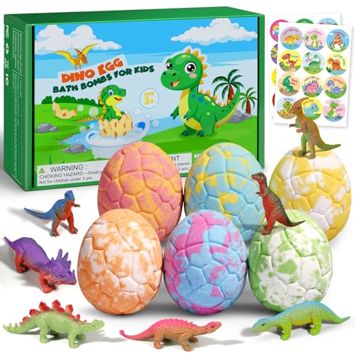 Bath Bombs for Kids with Dragon Toys Inside, Sanyi Dinosaur Toys Gifts for Kids 5-7, Dino Egg Fillers Bubble Bath Birthday Gifts for Boys Girls Toddler
