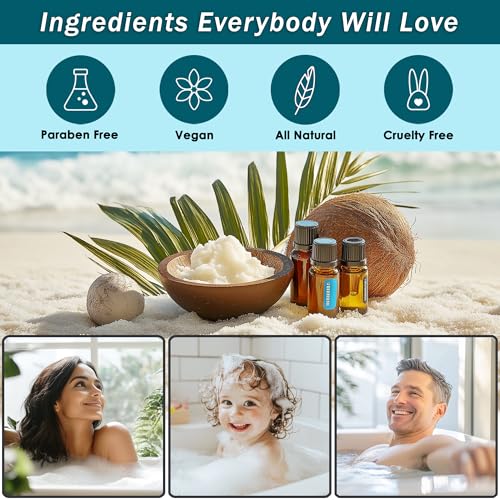 Bath Spa Gift Sets - Luxury Basket With Ocean & Coconut - Spa Kit Includes Wash, Bubble Bath, Lotion, Bath Salts, Body Scrub, Body Spray, Shower Puff, Bathbombs, Soap in Wooden Basket
