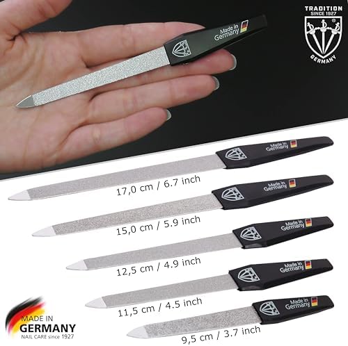 3 Swords Germany - Brand Quality Sapphire Metal Nail File Set (5 pcs.) with 3-Way Nail Buffer (1 pc.), Manicure Pedicure Finger & Toe Nail Care - Made in Solingen Germany (671)