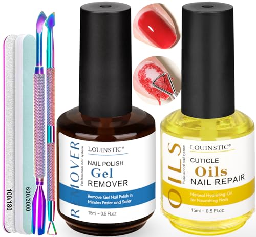 Gel Polish Remover, Gel Remover Kit Includes Cuticle Oil and Nail Polish Remover Tool No Soaking or Wrapping Removes Gel Polish in 2-5 Minutes