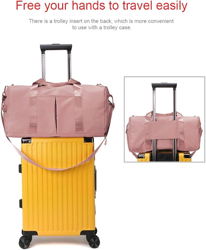 Blackwheel Sports Gym Bag With Shoe Bag Wet Bag Duffle Bag Waterproof Travel Bag for Women Cute Gym Bag Pink 29L