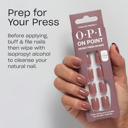 OPI On Point Press On Nails | Short Round Classic & Accent Nail Art Press On Nails | 24 Count With Nail Glue | Instant Press-On Mani | Long Lasting, Reusable, Non-damaging