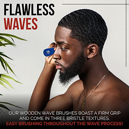 Men's 360 Wave Brush Set - Three Handle Brushes for 360 Waves (Soft, Medium & Hard) - Grooming Gift Set