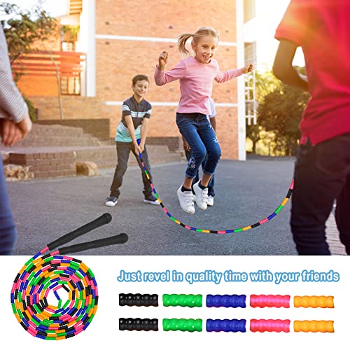 Coolrunner 16 FT Long Jump Rope(2 PACK), Double Dutch Jump Rope, Soft Beaded Skipping Rope for Kids Adults, Plastic Segmented Jump Rope, Long Enough for 4-5 Jumpers(Black)