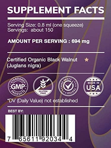 Earth's Love - Black Walnut Alcohol-Free Herbal Extract Tincture, Super-Concentrated Black Walnut (Juglans Nigra) Dried Hull (4 Fl Oz)