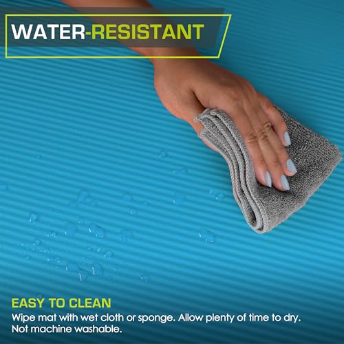 ProsourceFit Extra Thick Yoga and Pilates Mat ½” (13mm) or 1" (25mm), 71-inch Long High Density Exercise Mat with Comfort Foam and Carrying Strap, Aqua