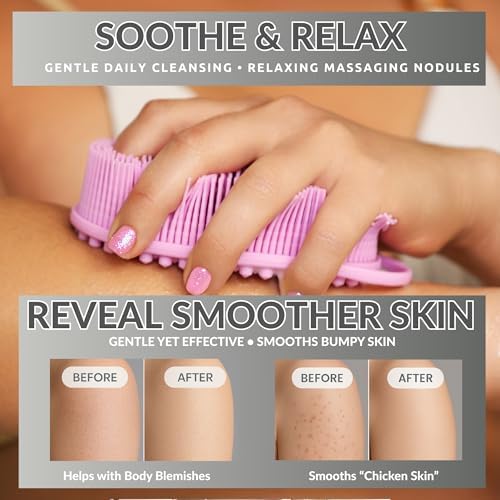 Avilana Silicone Body Scrubber – Gentle Shower Brush & Loofah Alternative- Food Grade & Lab Tested – Fast-Drying, Hygienic, BPA-Free Silicone Body Gentle Exfoliator (Green, Massage)