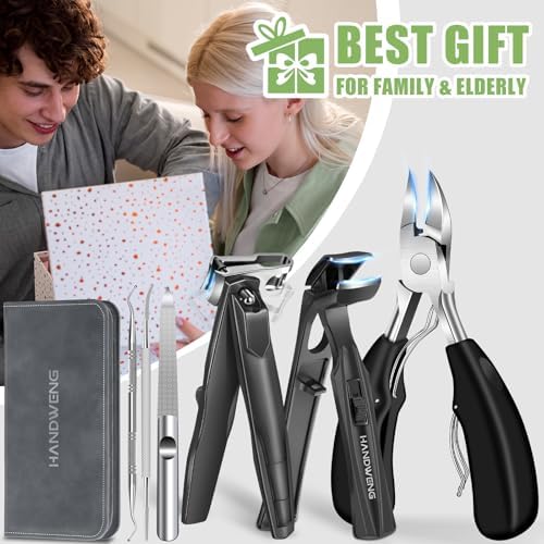 Toenail Clippers for Seniors Thick Toenails, Angled Head Large Toe Nail Clippers for Thick Nails for Men, Heavy Duty Ingrown Toenail Clippers with Wide Jaw, 360° Rotating Nail Clipper with Long Hande