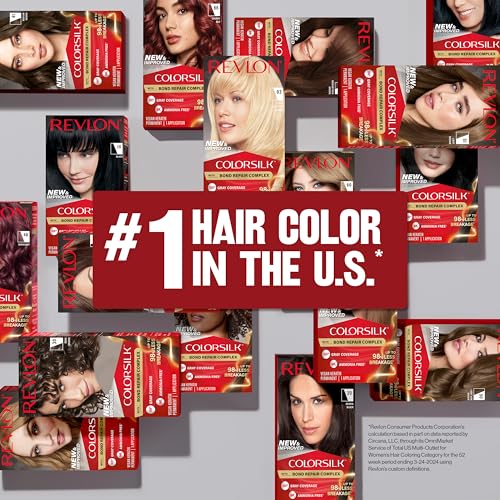 Revlon ColorSilk with Bond Repair Complex, Burgundy Permanent Hair Color, 100% Gray Coverage, Ammonia Free Hair Dye, Vegan Keratin, 48 Burgundy (Pack of 3)