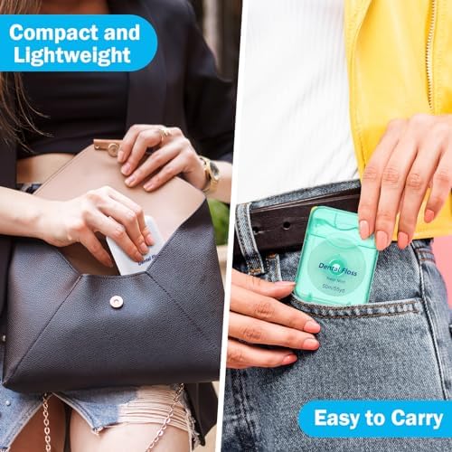 24 Pack Dental Floss Bulk Travel Mint Flavored 50m Each Travel Dental Floss Waxed for Teeth Oral Care and Gum Protection(Colorful)